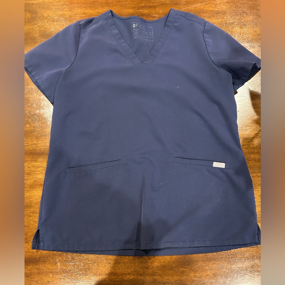 Figs Deep Blue V-Neck Scrub Top
